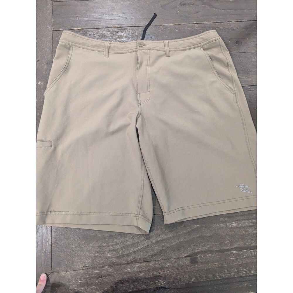 DaHui Mens Hybrid Shorts Size 38 Brown Stretch Land Water Swim Trunks 5 Pockets